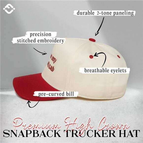 Vintage Snapback Trucker Hat Red Adjustable Cap for Men Women Funny Cowboy Dad - Picture 3 of 7